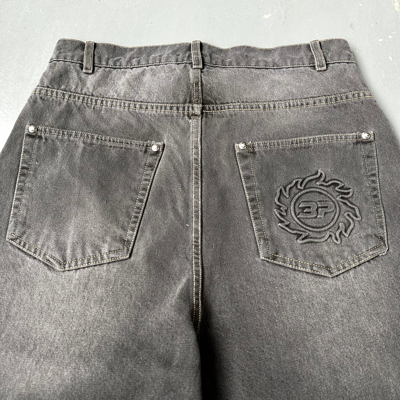 Calça Broken Planet Wide Leg Denim Jeans Washed Grey zoom trás
