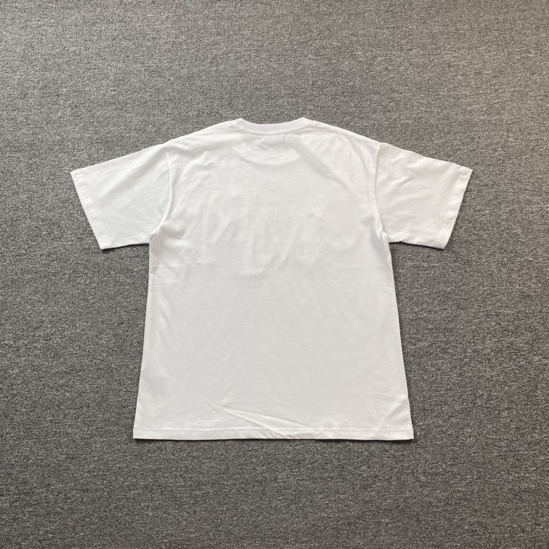 Camiseta Amiri Staggered Logo White tras em fundo real